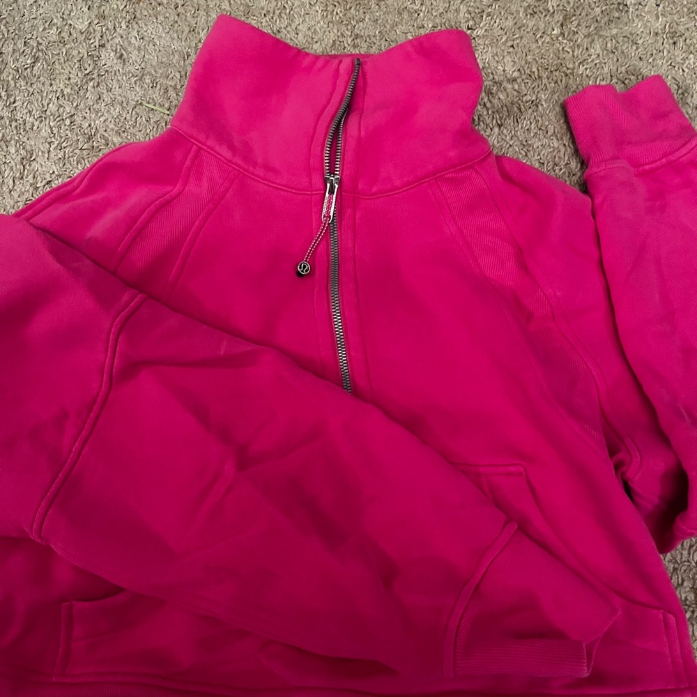 Lululemon oversized cropped quarter zip scuba in xs/s color sonic pink
